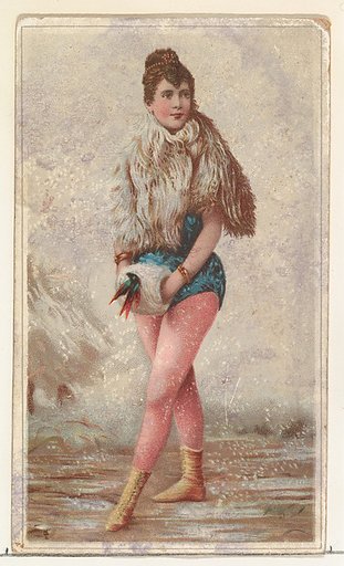 Actress wearing fur coat and muff, from Stars of the Stage, Second Series (N130) issued by Duke Sons & Co. to promote Honest Long Cut Tobacco