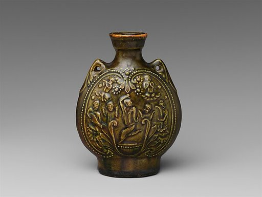 Pilgrim’s flask with Central Asian dancers