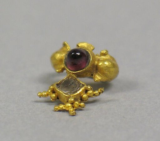 Pair of Ear Ornaments, Ruby and Crystal