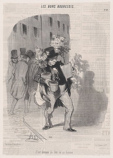 Tomorrow is his wife's birthday, from 'The good bourgeois,' published in Le Charivari, June 18, 1846