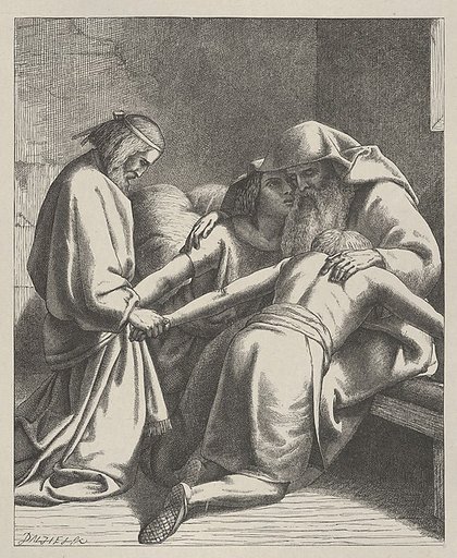 Jacob Blessing Ephraim and Manasseh, from "Dalziels' Bible Gallery"