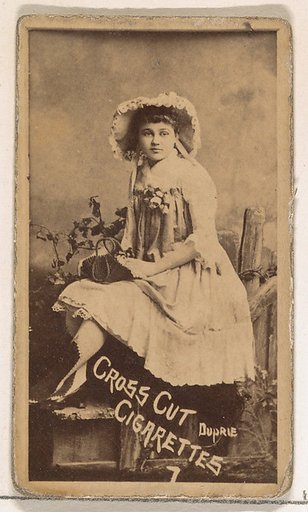 Card Number 7, Duprie, from the Actors and Actresses series (N145-1) issued by Duke Sons & Co. to promote Cross Cut Cigarettes