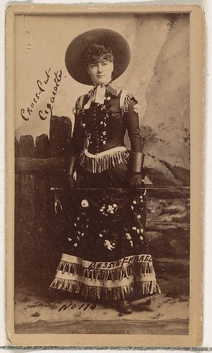 Card Number 110, Bessie Ferrel, from the Actors and Actresses series (N145-1) issued by Duke Sons & Co. to promote Cross Cut Cigarettes