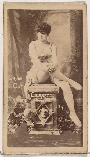 Card Number 319, Miss Fox, from the Actors and Actresses series (N145-1) issued by Duke Sons & Co. to promote Cross Cut Cigarettes
