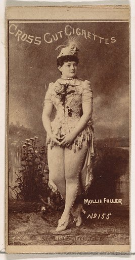 Card Number 155, Mollie Fuller, from the Actors and Actresses series (N145-1) issued by Duke Sons & Co. to promote Cross Cut Cigarettes