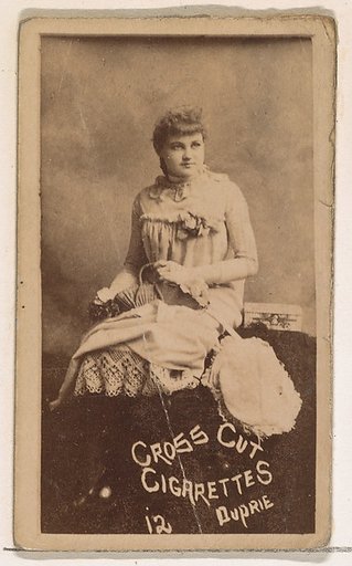 Card Number 12, Duprie, from the Actors and Actresses series (N145-1) issued by Duke Sons & Co. to promote Cross Cut Cigarettes