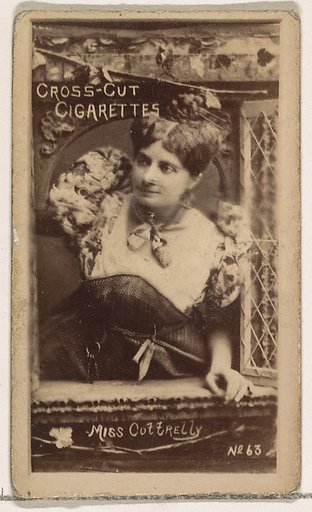 Card Number 63, Miss Cottrelly, from the Actors and Actresses series (N145-1) issued by Duke Sons & Co. to promote Cross Cut Cigarettes
