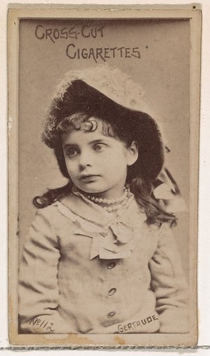 Card Number 112, Gertrude, from the Actors and Actresses series (N145-1) issued by Duke Sons & Co. to promote Cross Cut Cigarettes