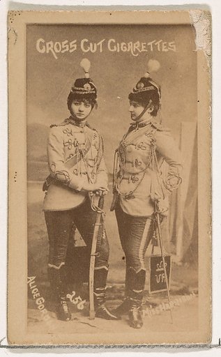 Card Number 256, Alice Gordon and (?), from the Actors and Actresses series (N145-1) issued by Duke Sons & Co. to promote Cross Cut Cigarettes