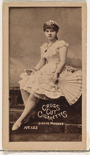 Card Number 128, Lillie Howard, from the Actors and Actresses series (N145-1) issued by Duke Sons & Co. to promote Cross Cut Cigarettes