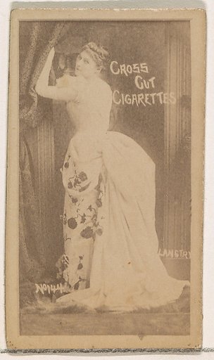 Card Number 144, Langtry, from the Actors and Actresses series (N145-1) issued by Duke Sons & Co. to promote Cross Cut Cigarettes