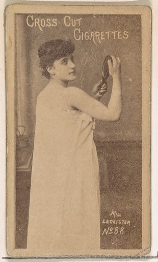 Card Number 88, Miss Leicester, from the Actors and Actresses series (N145-1) issued by Duke Sons & Co. to promote Cross Cut Cigarettes