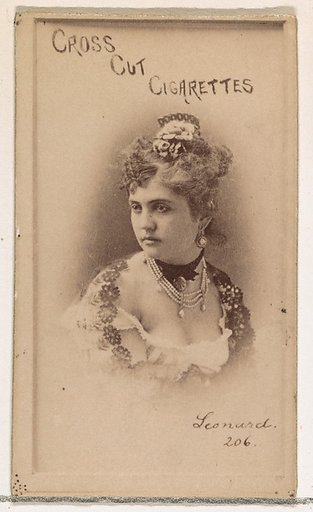 Card Number 206, Leicester, from the Actors and Actresses series (N145-1) issued by Duke Sons & Co. to promote Cross Cut Cigarettes