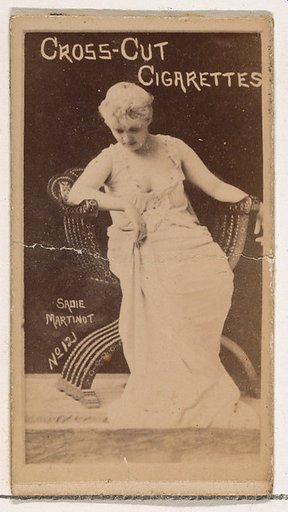 Card Number 121, Sadie Martinot, from the Actors and Actresses series (N145-1) issued by Duke Sons & Co. to promote Cross Cut Cigarettes