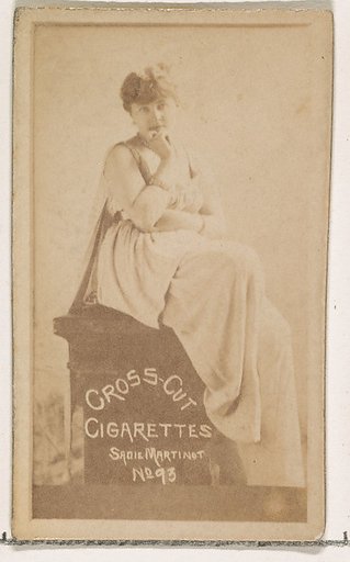 Card Number 93, Sadie Martinot, from the Actors and Actresses series (N145-1) issued by Duke Sons & Co. to promote Cross Cut Cigarettes