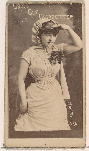 Card Number 81, Sadie Martinot, from the Actors and Actresses series (N145-1) issued by Duke Sons & Co. to promote Cross Cut Cigarettes