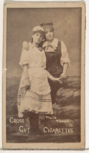 Card Number 76, Ida Mulle and Guenn (?), from the Actors and Actresses series (N145-1) issued by Duke Sons & Co. to promote Cross Cut Cigarettes