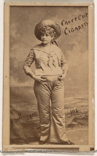 Card Number 106, Lillian Russell, from the Actors and Actresses series (N145-1) issued by Duke Sons & Co. to promote Cross Cut Cigarettes