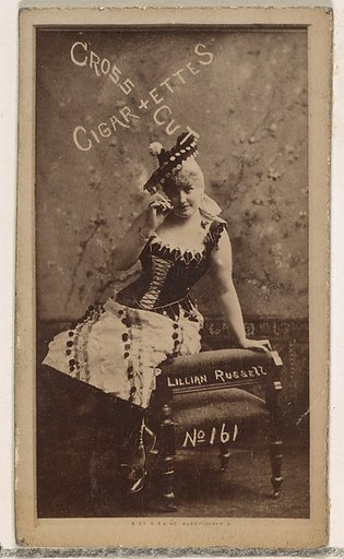 Card Number 161, Lillian Russell, from the Actors and Actresses series (N145-1) issued by Duke Sons & Co. to promote Cross Cut Cigarettes