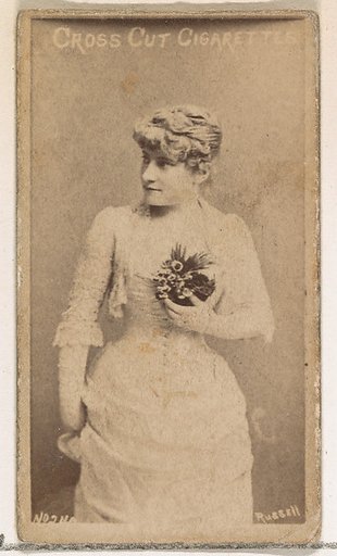 Card Number 240, Lillian Russell, from the Actors and Actresses series (N145-1) issued by Duke Sons & Co. to promote Cross Cut Cigarettes