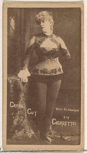 Card Number 219, Sutherland, from the Actors and Actresses series (N145-1) issued by Duke Sons & Co. to promote Cross Cut Cigarettes