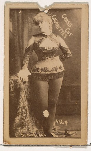 Card Number 219, Sutherland, from the Actors and Actresses series (N145-1) issued by Duke Sons & Co. to promote Cross Cut Cigarettes