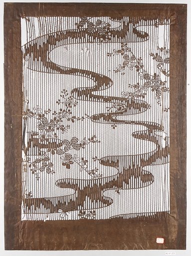 Stencil for Textile with Pattern of Bush Clover and Meandering Stream