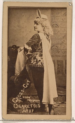 Card Number 87, Lydia Thompson, from the Actors and Actresses series (N145-1) issued by Duke Sons & Co. to promote Cross Cut Cigarettes