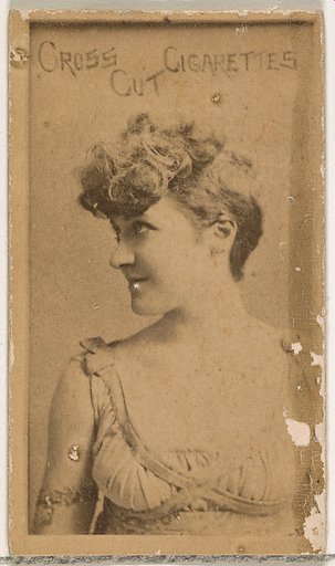 Actress wearing draped gown, from the Actors and Actresses series (N145-1) issued by Duke Sons & Co. to promote Cross Cut Cigarettes