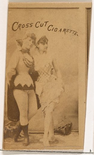 Full-length portrait of two actresses, from the Actors and Actresses series (N145-1) issued by Duke Sons & Co. to promote Cross Cut Cigarettes