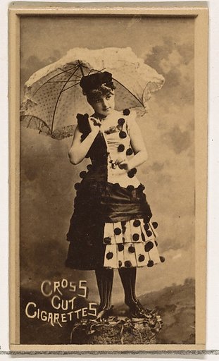 Actress holding parasol, from the Actors and Actresses series (N145-1) issued by Duke Sons & Co. to promote Cross Cut Cigarettes