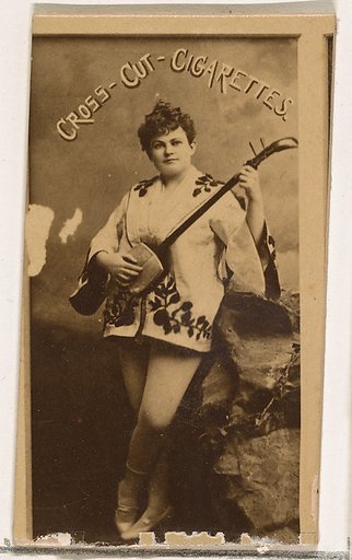 Actress playing stringed instrument, from the Actors and Actresses series (N145-1) issued by Duke Sons & Co. to promote Cross Cut Cigarettes