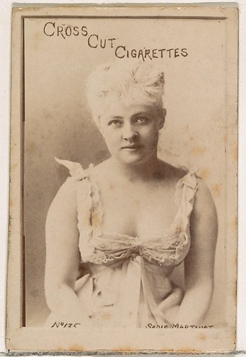 Card Number 135, Sadie Martinot, from the Actors and Actresses series (N145-1) issued by Duke Sons & Co. to promote Cross Cut Cigarettes