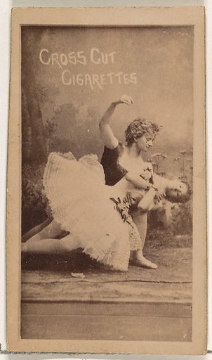 Card Number 115, Ettlinger (two ballerinas), from the Actors and Actresses series (N145-1) issued by Duke Sons & Co. to promote Cross Cut Cigarettes