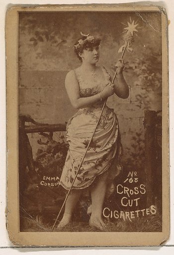 Card Number 165, Emma Corson, from the Actors and Actresses series (N145-1) issued by Duke Sons & Co. to promote Cross Cut Cigarettes