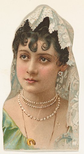 Actress wearing multiple strands of pearls, from Stars of the Stage, Fourth Series (N132) issued by Duke Sons & Co. to promote Honest Long Cut Tobacco