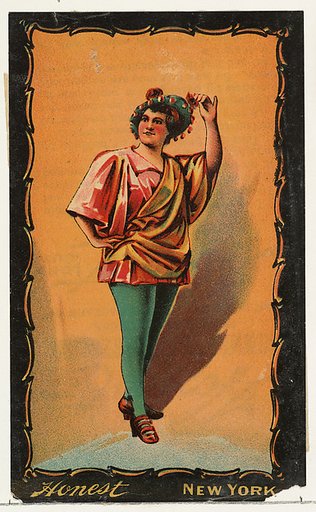 Actress standing with hand on hip, from the Transparencies series (N137) issued by W. Duke, Sons & Co. to promote Honest Long Cut Tobacco