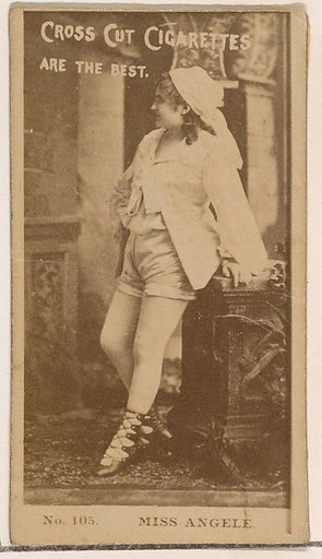 Card Number 105, Miss Angele, from the Actors and Actresses series (N145-2) issued by Duke Sons & Co. to promote Cross Cut Cigarettes