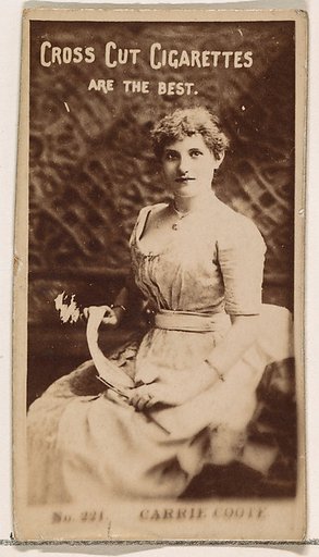 Card Number 221, Carrie Coote, from the Actors and Actresses series (N145-2) issued by Duke Sons & Co. to promote Cross Cut Cigarettes