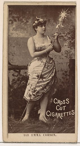 Card Number 163, Emma Corson, from the Actors and Actresses series (N145-2) issued by Duke Sons & Co. to promote Cross Cut Cigarettes