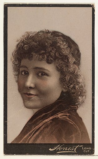 Actress with curly short hair, from Stars of the Stage, Third Series (N131) issued by Duke Sons & Co. to promote Honest Long Cut Tobacco