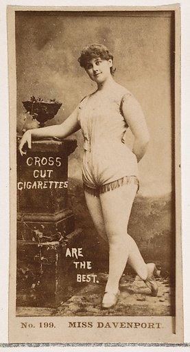 Card Number 199, Fanny Davenport, from the Actors and Actresses series (N145-2) issued by Duke Sons & Co. to promote Cross Cut Cigarettes