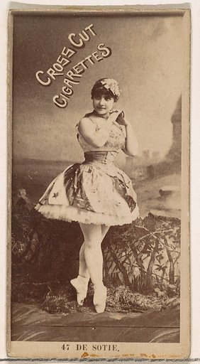 Card Number 47, De Sotie, from the Actors and Actresses series (N145-2) issued by Duke Sons & Co. to promote Cross Cut Cigarettes