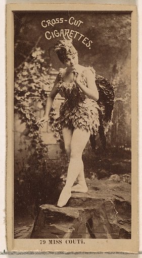 Card Number 79, Miss Couti, from the Actors and Actresses series (N145-2) issued by Duke Sons & Co. to promote Cross Cut Cigarettes