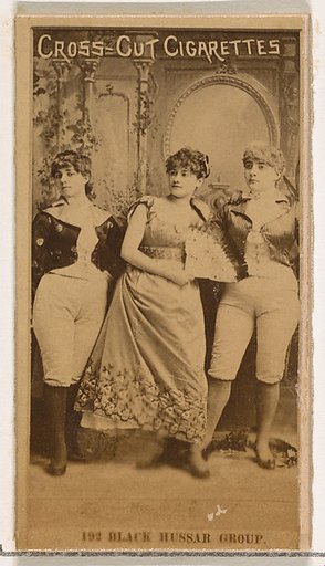 Card Number 192, Black Hussar Group, from the Actors and Actresses series (N145-2) issued by Duke Sons & Co. to promote Cross Cut Cigarettes