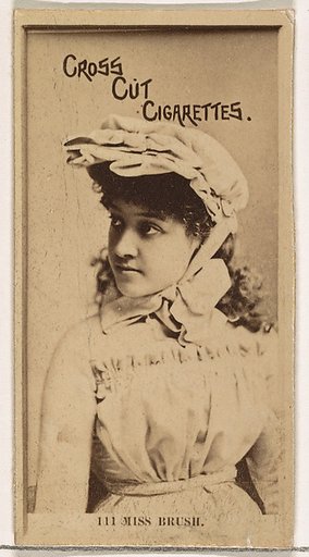 Card Number 111, Miss Brush, from the Actors and Actresses series (N145-2) issued by Duke Sons & Co. to promote Cross Cut Cigarettes