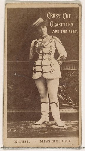 Card Number 251, Miss Butler, from the Actors and Actresses series (N145-2) issued by Duke Sons & Co. to promote Cross Cut Cigarettes