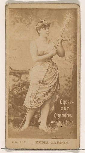 Card Number 157, Emma Carson, from the Actors and Actresses series (N145-2) issued by Duke Sons & Co. to promote Cross Cut Cigarettes