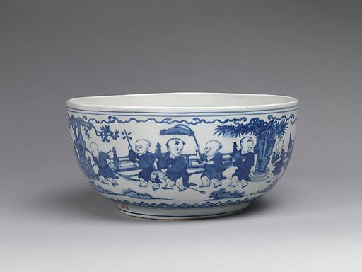 Bowl with children in a garden