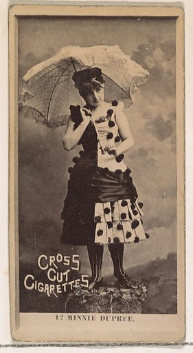 Card Number 12, Minnie Dupree, from the Actors and Actresses series (N145-2) issued by Duke Sons & Co. to promote Cross Cut Cigarettes